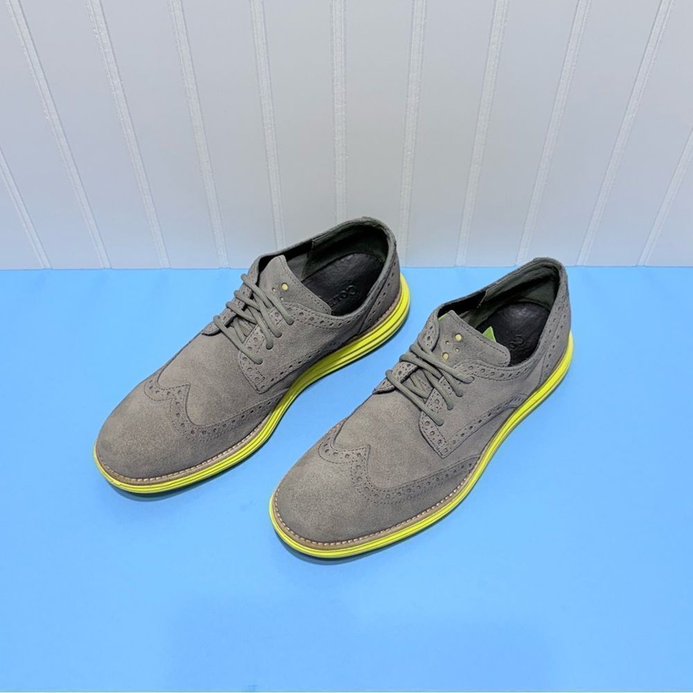 Cole Haan LunarGrand Wingtip Oxford Shoes Mens 7.5 M Gray Suede Lace Up Casual - Picture 12 of 14